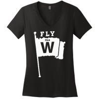 Fly The W Chicago Baseball Winning Flag Women's V-Neck T-Shirt