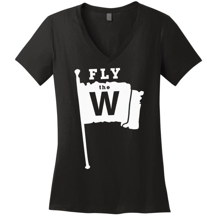 Fly The W Chicago Baseball Winning Flag Women's V-Neck T-Shirt