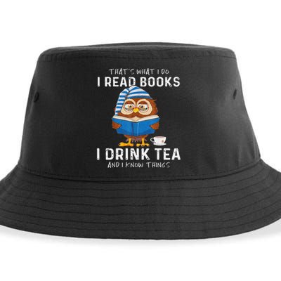 Funny Thats What I Do I Read Books I Drink Tea And I Know Things Sustainable Bucket Hat