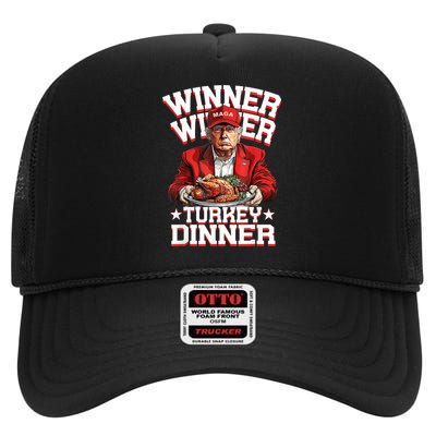 Funny Trump Winner Winner Turkey Dinner Thanksgiving Humor High Crown Mesh Back Trucker Hat