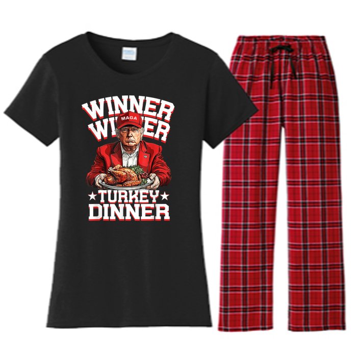 Funny Trump Winner Winner Turkey Dinner Thanksgiving Humor Women's Flannel Pajama Set