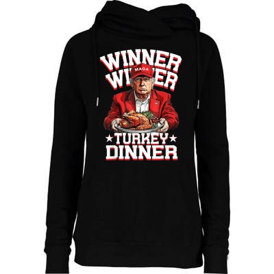 Funny Trump Winner Winner Turkey Dinner Thanksgiving Humor Womens Funnel Neck Pullover Hood