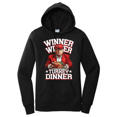 Funny Trump Winner Winner Turkey Dinner Thanksgiving Humor Women's Pullover Hoodie