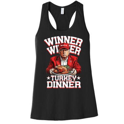 Funny Trump Winner Winner Turkey Dinner Thanksgiving Humor Women's Racerback Tank