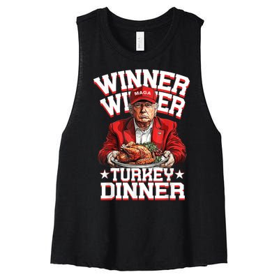 Funny Trump Winner Winner Turkey Dinner Thanksgiving Humor Women's Racerback Cropped Tank