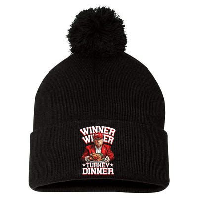 Funny Trump Winner Winner Turkey Dinner Thanksgiving Humor Pom Pom 12in Knit Beanie