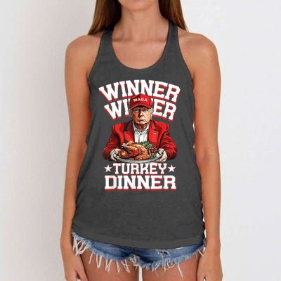 Funny Trump Winner Winner Turkey Dinner Thanksgiving Humor Women's Knotted Racerback Tank