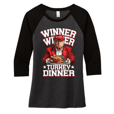 Funny Trump Winner Winner Turkey Dinner Thanksgiving Humor Women's Tri-Blend 3/4-Sleeve Raglan Shirt