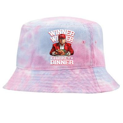 Funny Trump Winner Winner Turkey Dinner Thanksgiving Humor Tie-Dyed Bucket Hat