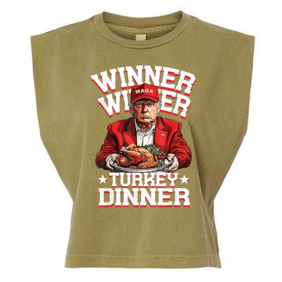 Funny Trump Winner Winner Turkey Dinner Thanksgiving Humor Garment-Dyed Women's Muscle Tee