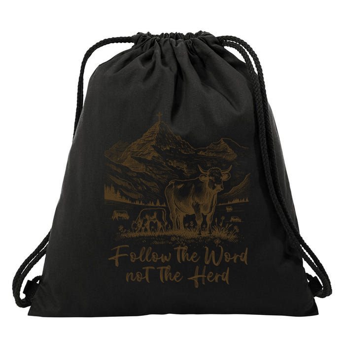 Follow The Word Not The Herd Drawstring Bag