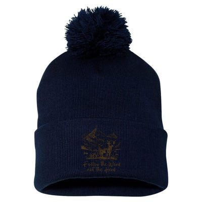 Follow The Word Not The Herd Pom Pom 12in Knit Beanie