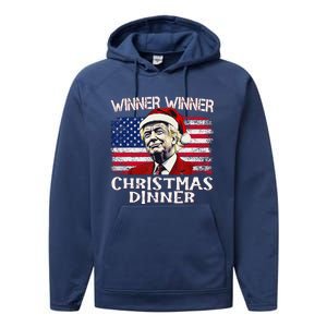 Funny Trump Winner Winner Christmas Dinner Santa Performance Fleece Hoodie