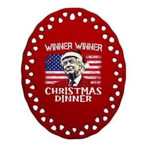 Funny Trump Winner Winner Christmas Dinner Santa Ceramic Oval Ornament