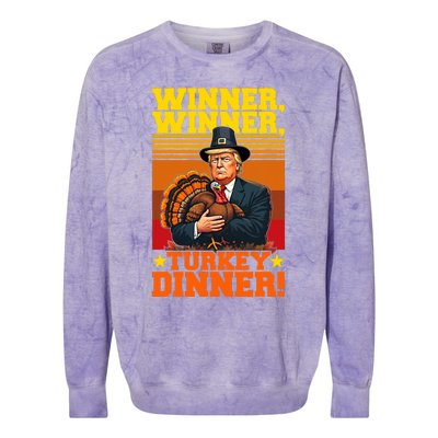 Funny Trump Winner Winner Turkey Dinner Thanksgiving Humor Colorblast Crewneck Sweatshirt