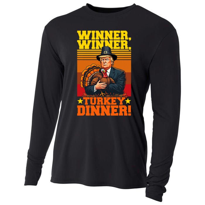 Funny Trump Winner Winner Turkey Dinner Thanksgiving Humor Cooling Performance Long Sleeve Crew