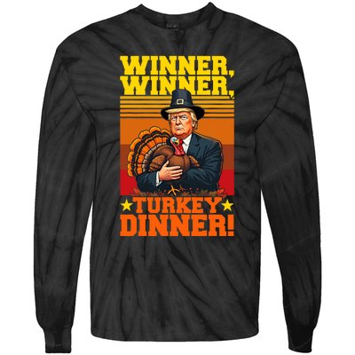 Funny Trump Winner Winner Turkey Dinner Thanksgiving Humor Tie-Dye Long Sleeve Shirt