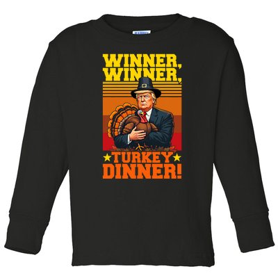 Funny Trump Winner Winner Turkey Dinner Thanksgiving Humor Toddler Long Sleeve Shirt