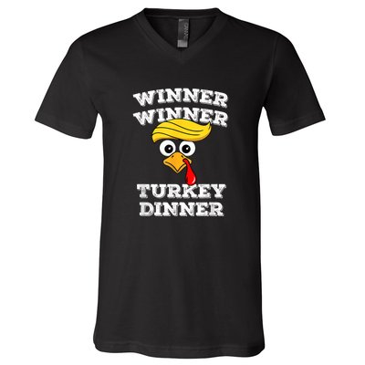 Funny Trump Winner Winner Turkey Dinner Thanksgiving Humor V-Neck T-Shirt