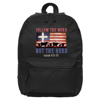 Follow The Word Not The Herd Faith Us Flag Christian Western 16 in Basic Backpack