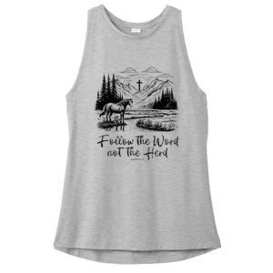 Follow The Word Not The Herd Isaiah 81113 Horse Christian Ladies PosiCharge Tri-Blend Wicking Tank