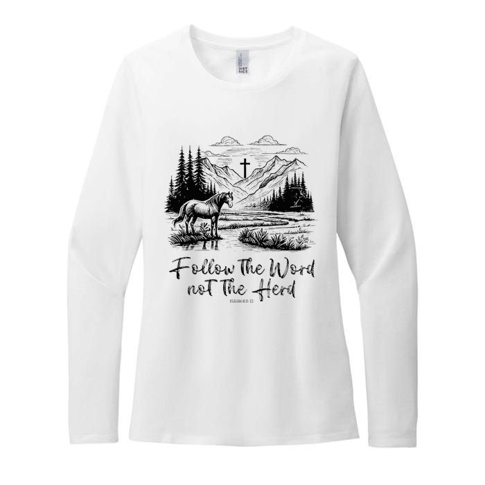 Follow The Word Not The Herd Isaiah 81113 Horse Christian Womens CVC Long Sleeve Shirt