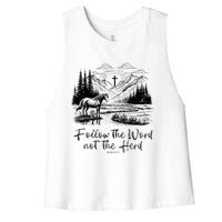 Follow The Word Not The Herd Isaiah 81113 Horse Christian Women's Racerback Cropped Tank