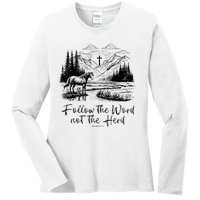 Follow The Word Not The Herd Isaiah 81113 Horse Christian Ladies Long Sleeve Shirt