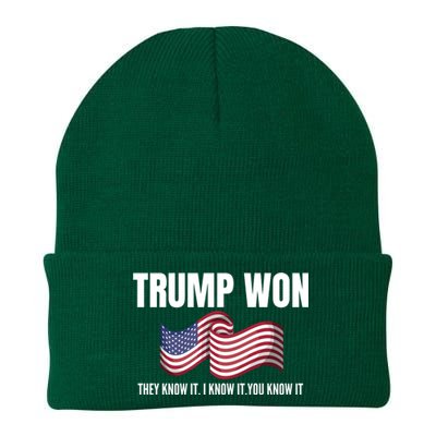 Funny Trump Won Election They Know It I Know It You Know It Knit Cap Winter Beanie