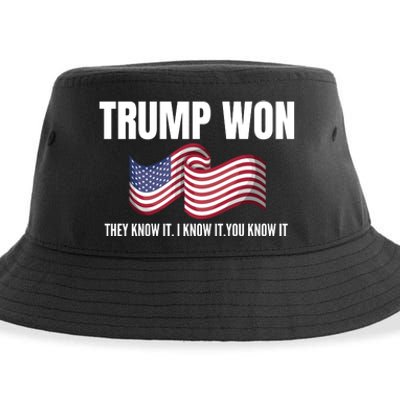 Funny Trump Won Election They Know It I Know It You Know It Sustainable Bucket Hat