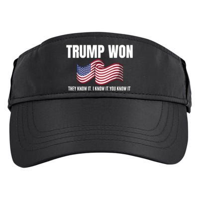 Funny Trump Won Election They Know It I Know It You Know It Adult Drive Performance Visor