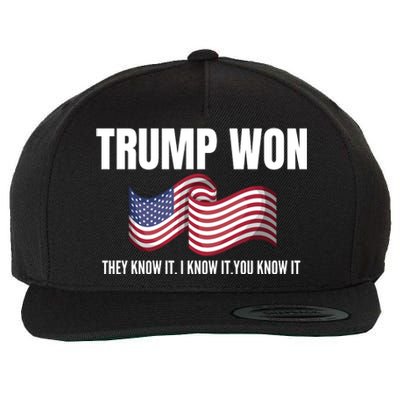 Funny Trump Won Election They Know It I Know It You Know It Wool Snapback Cap