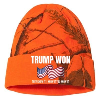 Funny Trump Won Election They Know It I Know It You Know It Kati Licensed 12" Camo Beanie