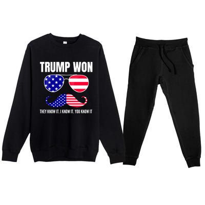 Funny Trump Won Election They Know It I Know It You Know It Premium Crewneck Sweatsuit Set