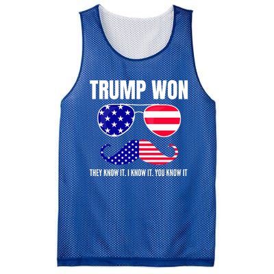 Funny Trump Won Election They Know It I Know It You Know It Mesh Reversible Basketball Jersey Tank