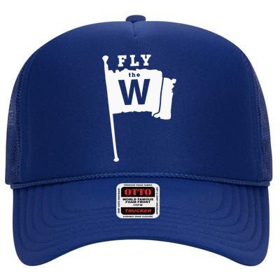 Fly The W Chicago Baseball Winning Flag High Crown Mesh Back Trucker Hat