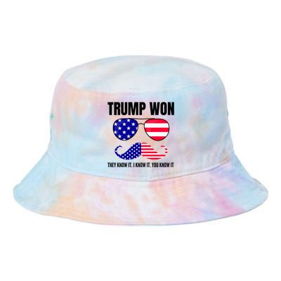 Funny Trump Won Election They Know It I Know It You Know It Tie Dye Newport Bucket Hat