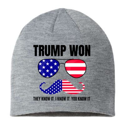 Funny Trump Won Election They Know It I Know It You Know It Sustainable Beanie