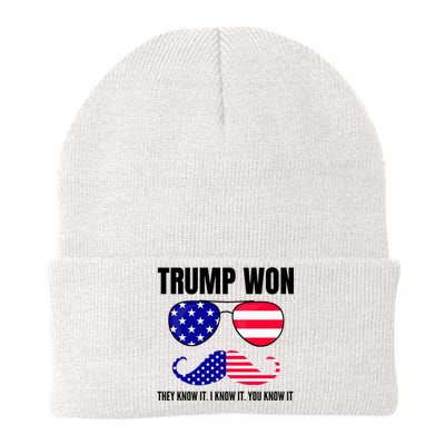 Funny Trump Won Election They Know It I Know It You Know It Knit Cap Winter Beanie