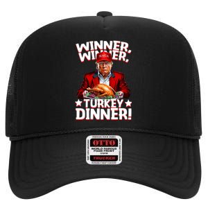 Funny Trump Winner Winner Turkey Dinner Thanksgiving High Crown Mesh Back Trucker Hat