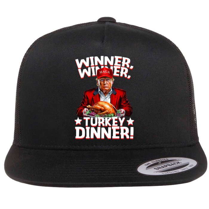 Funny Trump Winner Winner Turkey Dinner Thanksgiving Flat Bill Trucker Hat