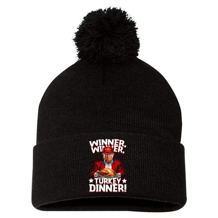 Funny Trump Winner Winner Turkey Dinner Thanksgiving Pom Pom 12in Knit Beanie