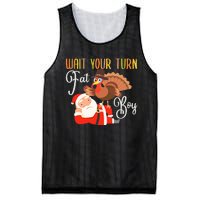 Funny Thanksgiving Wait Your Turn Fat Boy Turkey Santa Mesh Reversible Basketball Jersey Tank