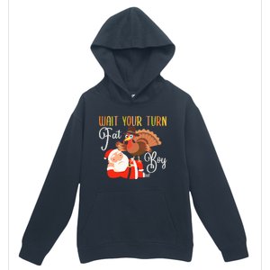 Funny Thanksgiving Wait Your Turn Fat Boy Turkey Santa Urban Pullover Hoodie