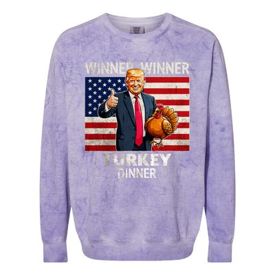 Funny Trump Winner Winner Turkey Dinner Humor Thanksgiving Colorblast Crewneck Sweatshirt