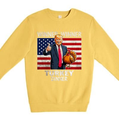 Funny Trump Winner Winner Turkey Dinner Humor Thanksgiving Premium Crewneck Sweatshirt