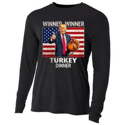 Funny Trump Winner Winner Turkey Dinner Humor Thanksgiving Cooling Performance Long Sleeve Crew