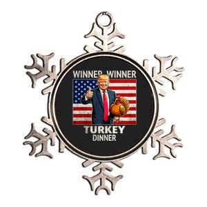 Funny Trump Winner Winner Turkey Dinner Humor Thanksgiving Metallic Star Ornament