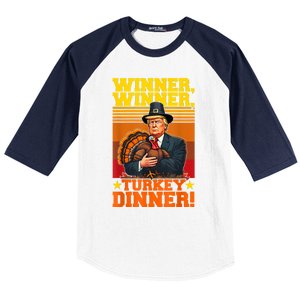 Funny Trump Winner Winner Turkey Dinner Thanksgiving Humor Baseball Sleeve Shirt