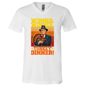 Funny Trump Winner Winner Turkey Dinner Thanksgiving Humor V-Neck T-Shirt